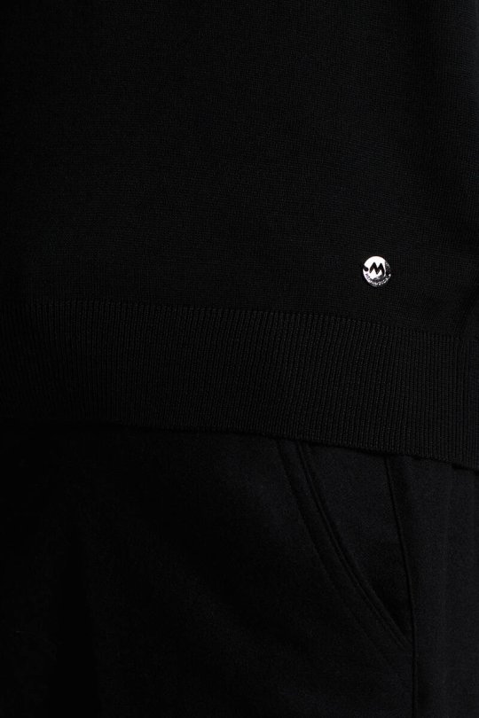 Merino Yünü Polo Yaka Siyah Triko