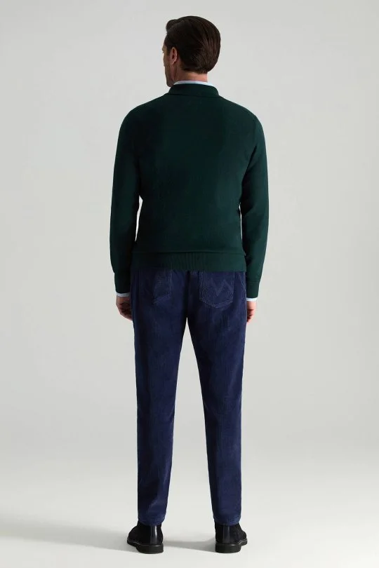 Hemington - Merino Yünü Polo Yaka Yarım Fermuarlı Koyu Yeşil Triko Kazak (4)