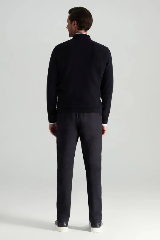 Hemington - Merino Yünü Polo Yaka Yarım Fermuarlı Lacivert Triko Kazak (4)