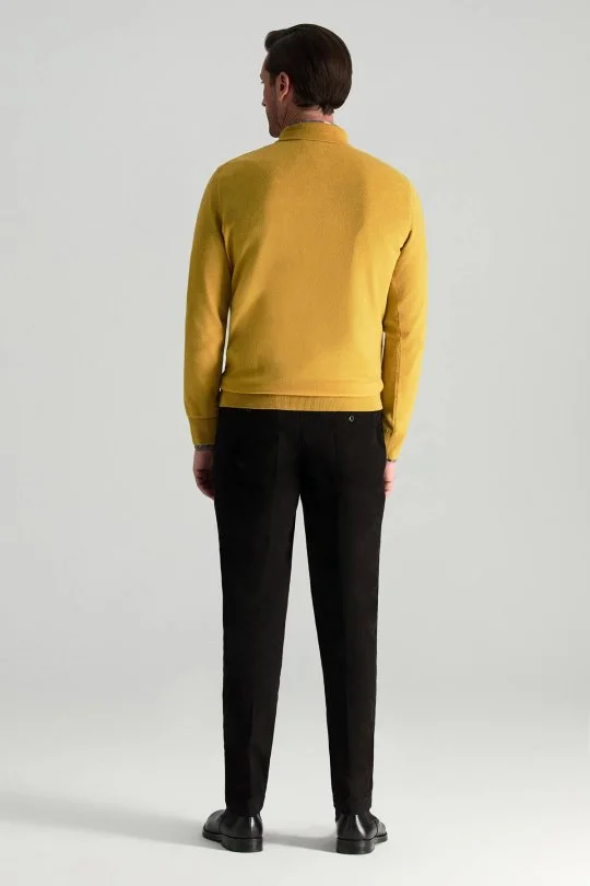 Hemington - Merino Yünü Polo Yaka Yarım Fermuarlı Sarı Triko Kazak (2)