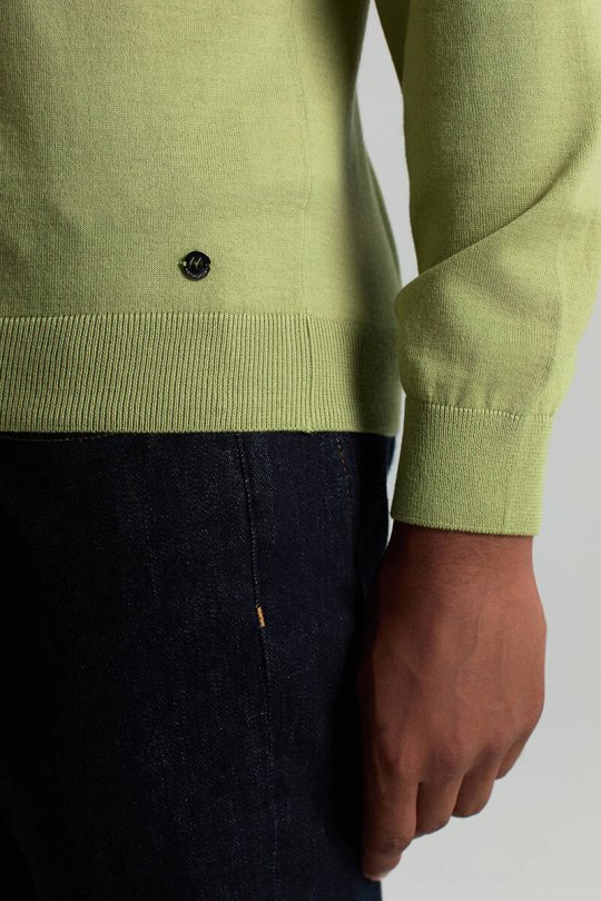 Merino Yünü Polo Yaka Yeşil Triko