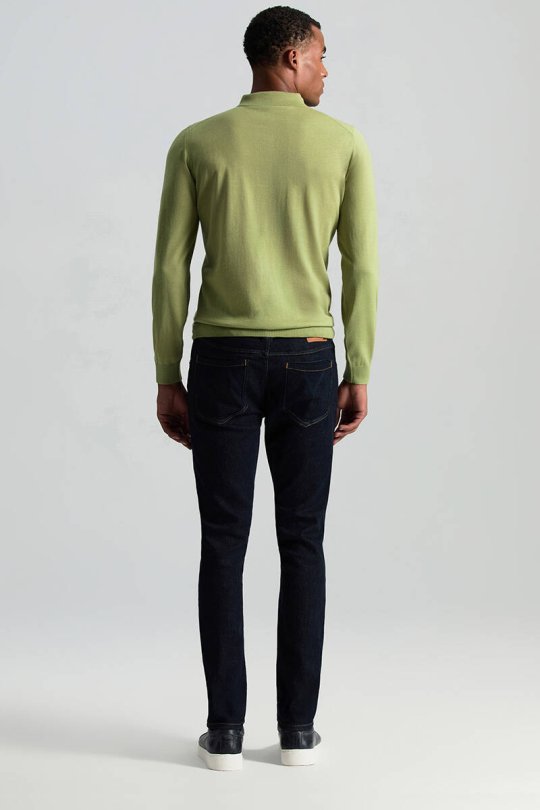 Merino Yünü Polo Yaka Yeşil Triko