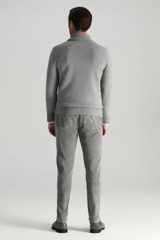 Hemington - Merino Yünü Şal Yaka Açık Gri Triko Kazak (4)