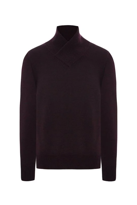 Hemington - Merino Yünü Şal Yaka Bordo Triko Kazak (6)