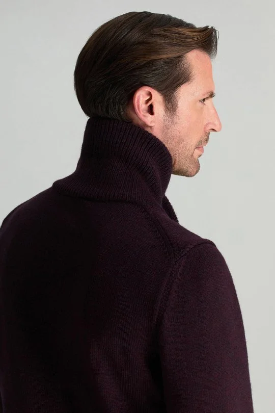 Hemington - Merino Yünü Şal Yaka Bordo Triko Kazak (5)