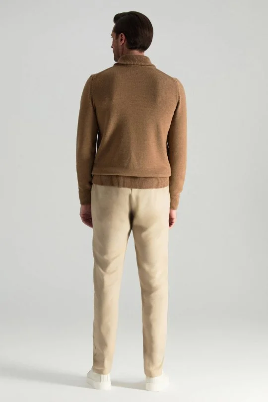 Hemington - Merino Yünü Şal Yaka Camel Triko Kazak (4)