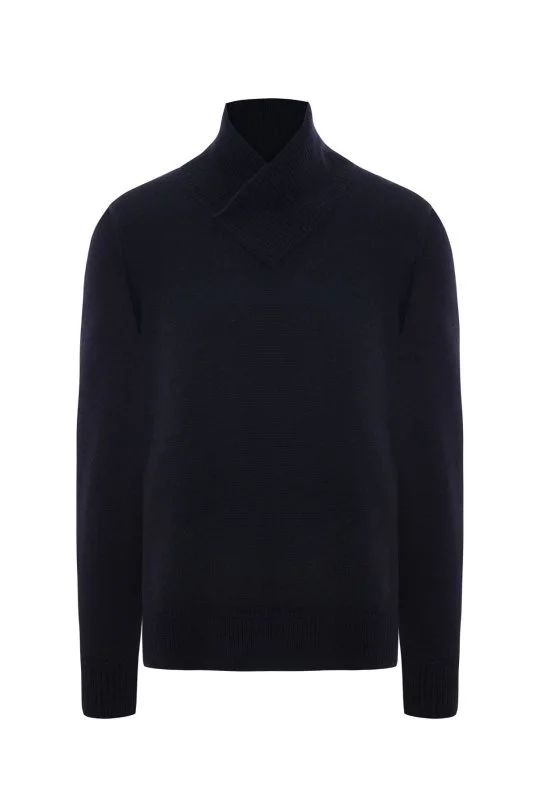 Hemington - Merino Yünü Şal Yaka Lacivert Triko Kazak (7)