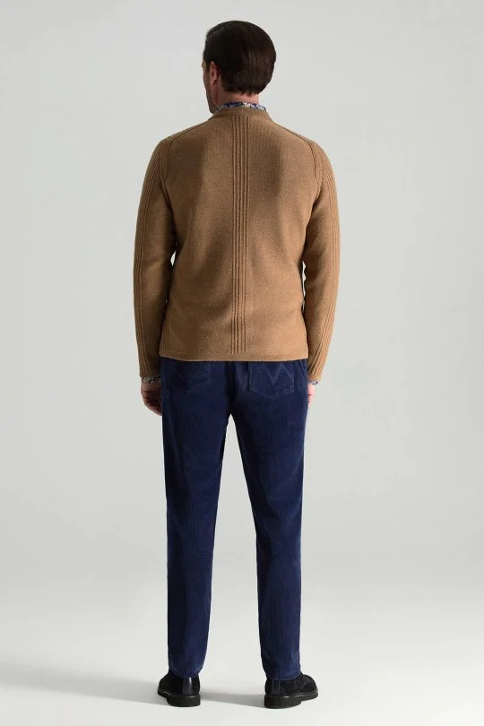 Hemington - Merino Yünü Şerit Desenli Camel Triko Hırka (4)