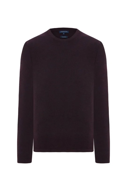 Hemington - Merino Yünü Şerit Detaylı Bisiklet Yaka Bordo Triko Kazak (6)