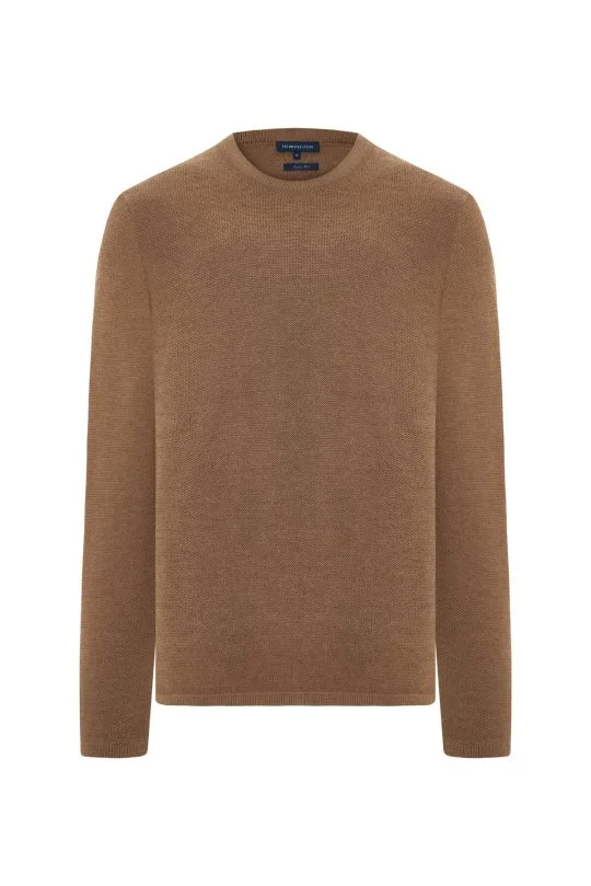 Hemington - Merino Yünü Şerit Detaylı Bisiklet Yaka Camel Triko Kazak (6)