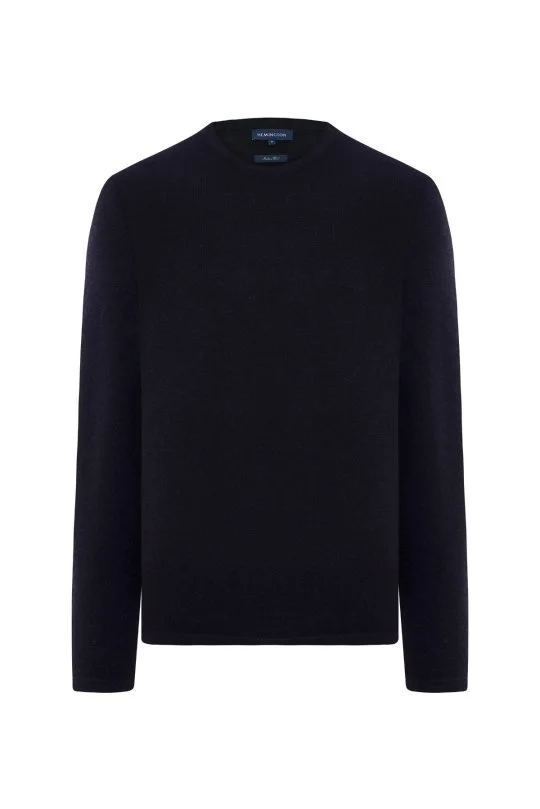 Hemington - Merino Yünü Şerit Detaylı Bisiklet Yaka Lacivert Triko Kazak (6)