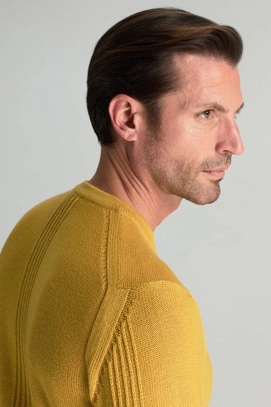 Hemington - Merino Yünü Şerit Detaylı Bisiklet Yaka Sarı Triko Kazak (5)