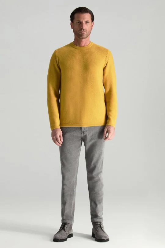 Hemington - Merino Yünü Şerit Detaylı Bisiklet Yaka Sarı Triko Kazak (3)