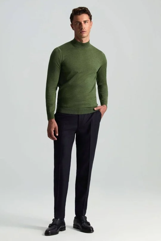 Hemington - Merino Yünü Yarım Balıkçı Yaka Yeşil Triko (2)