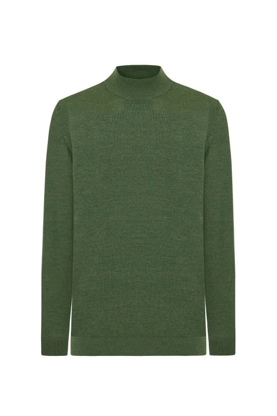 Hemington - Merino Yünü Yarım Balıkçı Yaka Yeşil Triko (6)