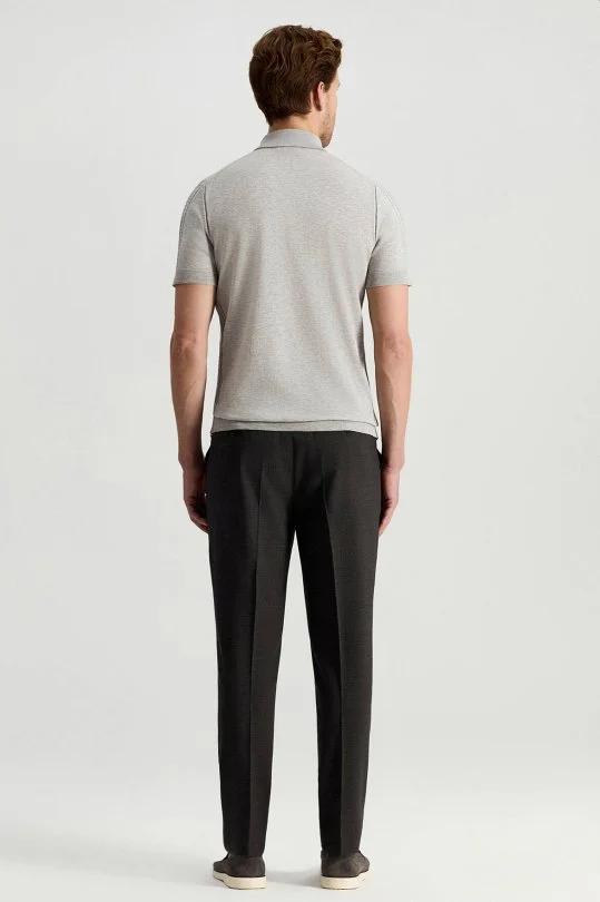 Merserize Pamuk Açık Gri Essential Triko Polo