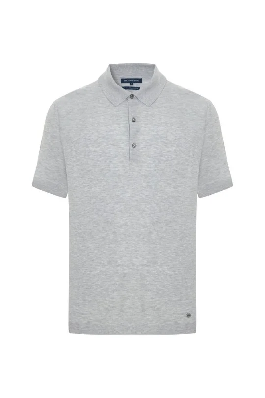 Merserize Pamuk Açık Gri Essential Triko Polo