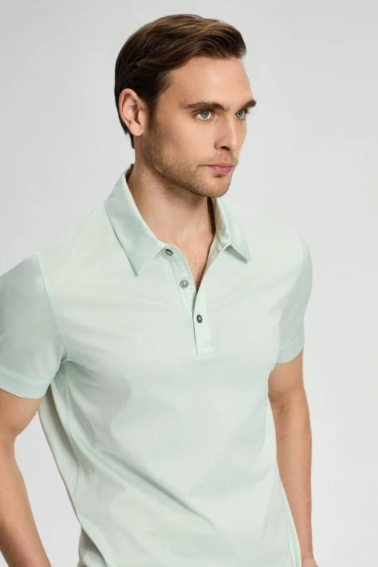 Hemington - Merserize Pamuk Açık Yeşil Polo Yaka T-Shirt (4)