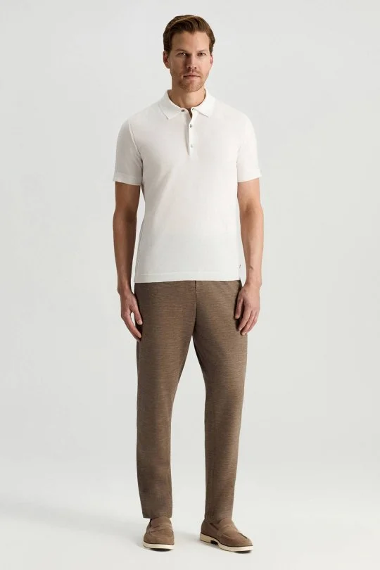 Merserize Pamuk Beyaz Essential Triko Polo