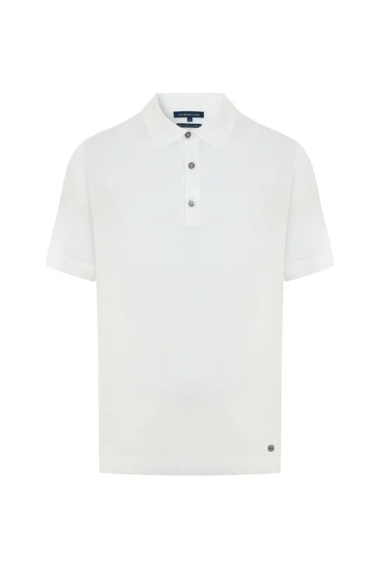 Merserize Pamuk Beyaz Essential Triko Polo