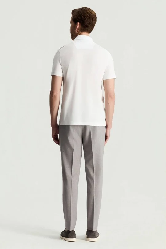 Merserize Pamuk Beyaz Polo Yaka T-Shirt