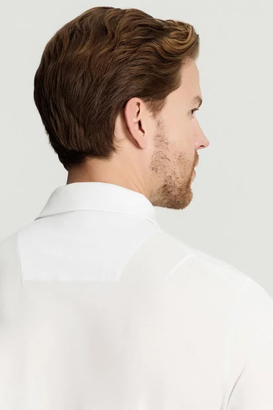 Merserize Pamuk Beyaz Polo Yaka T-Shirt