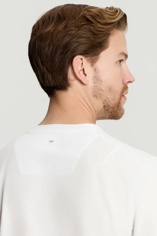 Merserize Pamuk Bisiklet Yaka Beyaz Basic T-Shirt