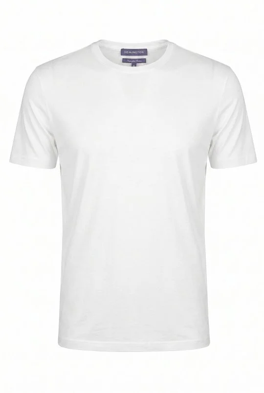 Hemington - Merserize Pamuk Bisiklet Yaka Beyaz Basic T-Shirt (6)