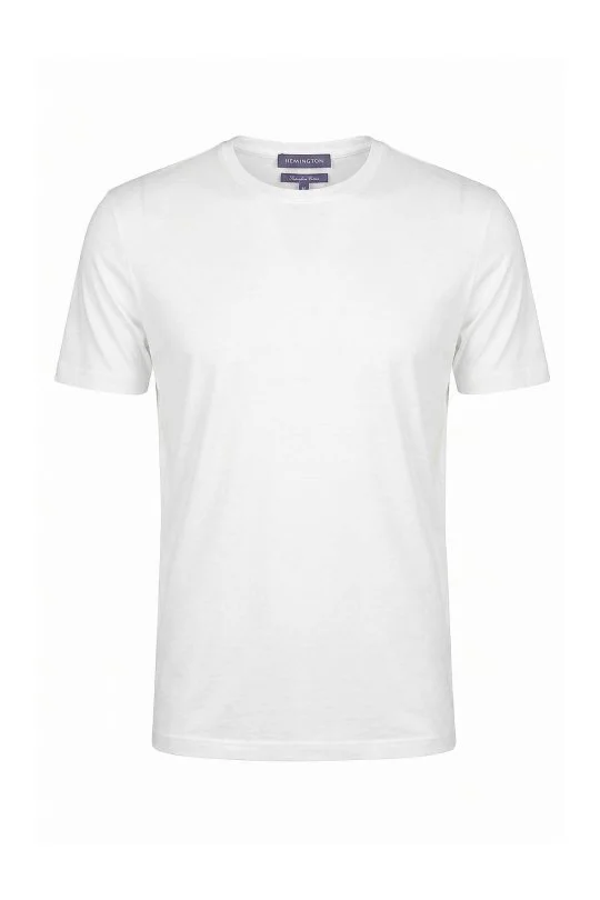 Hemington - Merserize Pamuk Bisiklet Yaka Beyaz Basic T-Shirt (6)