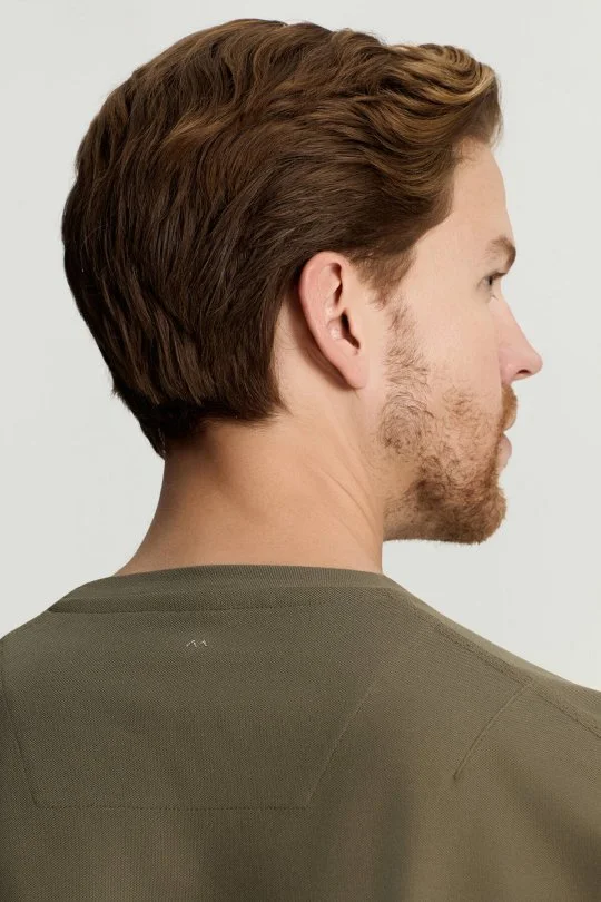 Merserize Pamuk Bisiklet Yaka Haki Basic T-Shirt