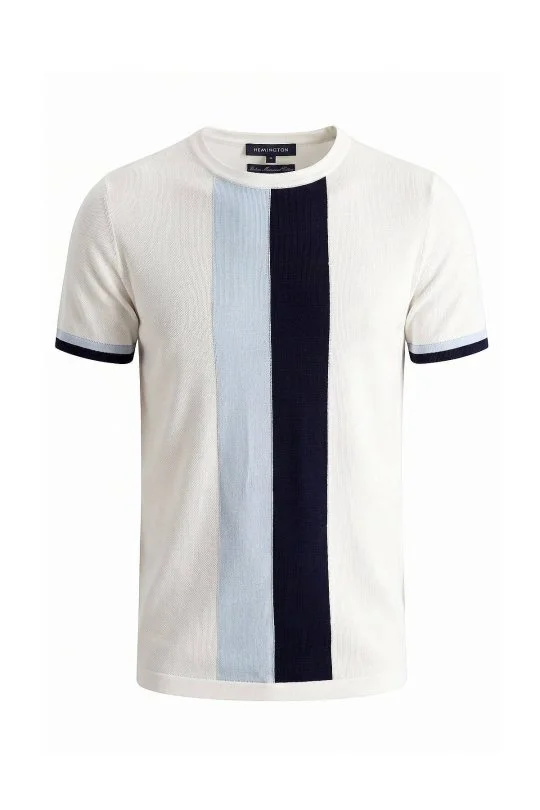 Hemington - Merserize Pamuk Blok Detaylı Bisiklet Yaka Beyaz Çocuk Triko T-Shirt (6)