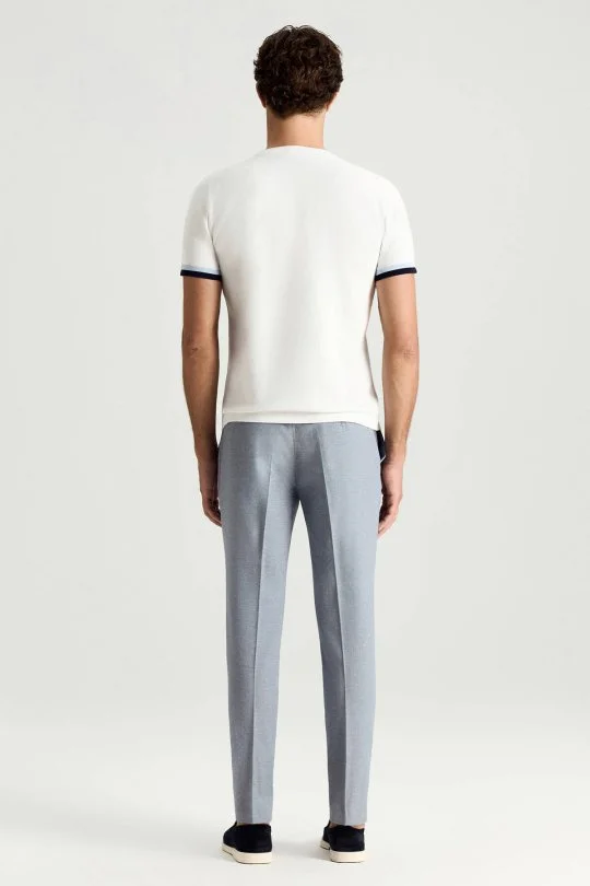 Hemington - Merserize Pamuk Blok Detaylı Bisiklet Yaka Beyaz Triko T-Shirt (5)