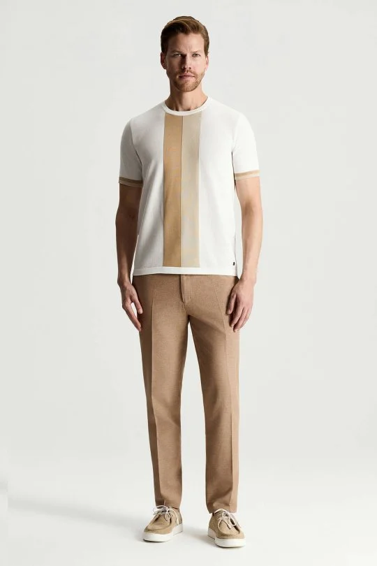 Hemington - Merserize Pamuk Blok Detaylı Bisiklet Yaka Krem Triko T-Shirt (3)