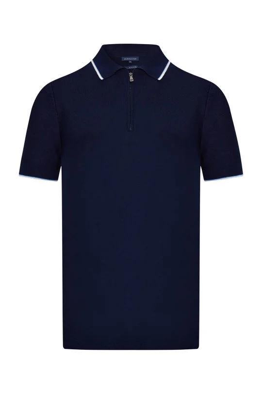 Hemington - Merserize Pamuk Fermuar Yaka Lacivert Triko Polo (6)