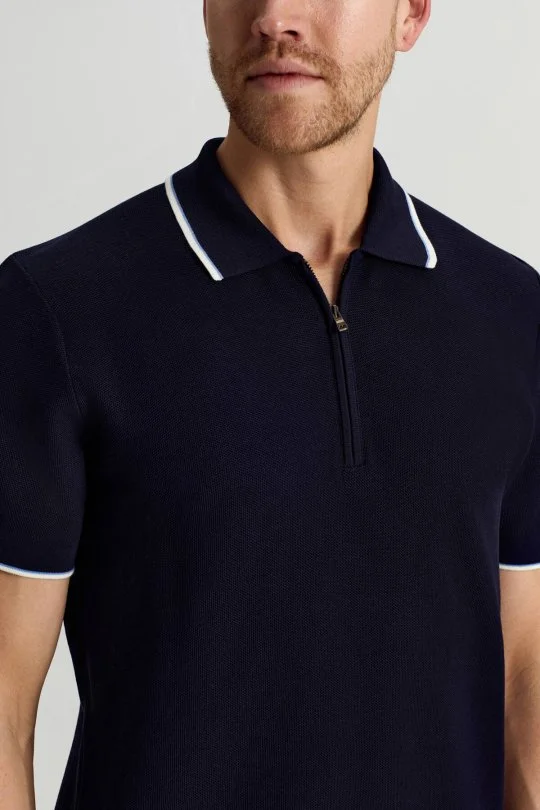 Hemington - Merserize Pamuk Fermuar Yaka Lacivert Triko Polo (3)