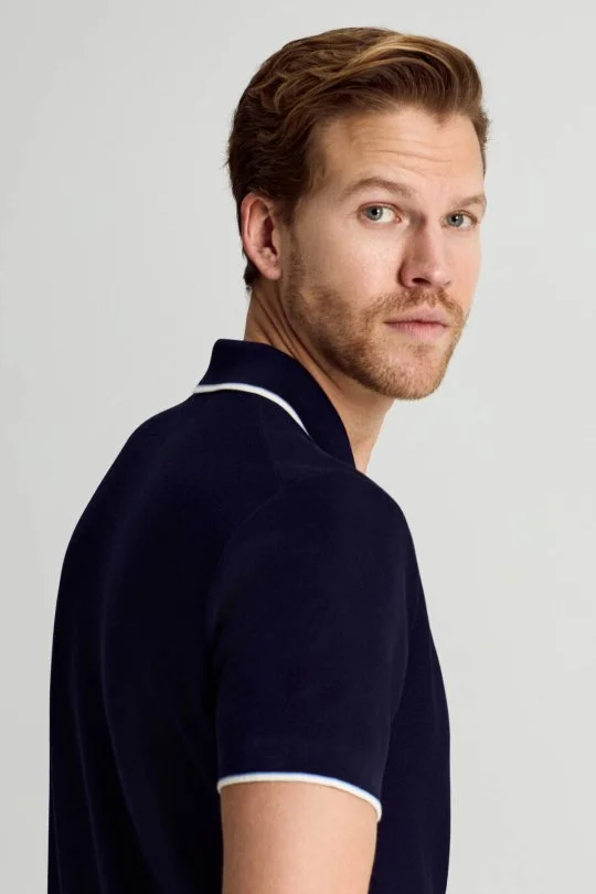 Hemington - Merserize Pamuk Fermuar Yaka Lacivert Triko Polo (4)