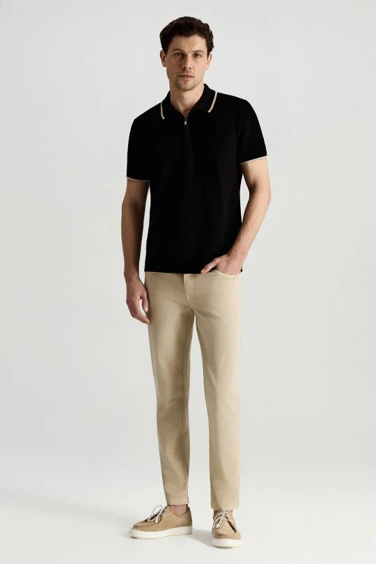 Hemington - Merserize Pamuk Fermuar Yaka Siyah Triko Polo (3)