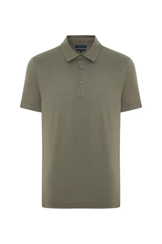 Merserize Pamuk Haki Polo Yaka T-Shirt