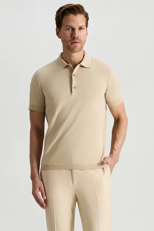 Merserize Pamuk Krem Essential Triko Polo