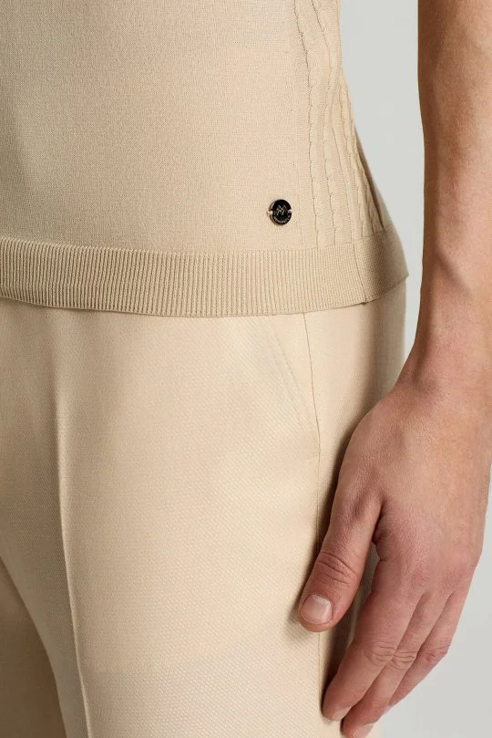 Merserize Pamuk Krem Essential Triko Polo