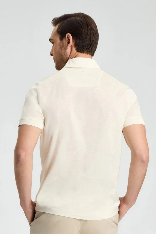 Hemington - Merserize Pamuk Krem Rengi Polo Yaka T-Shirt (4)