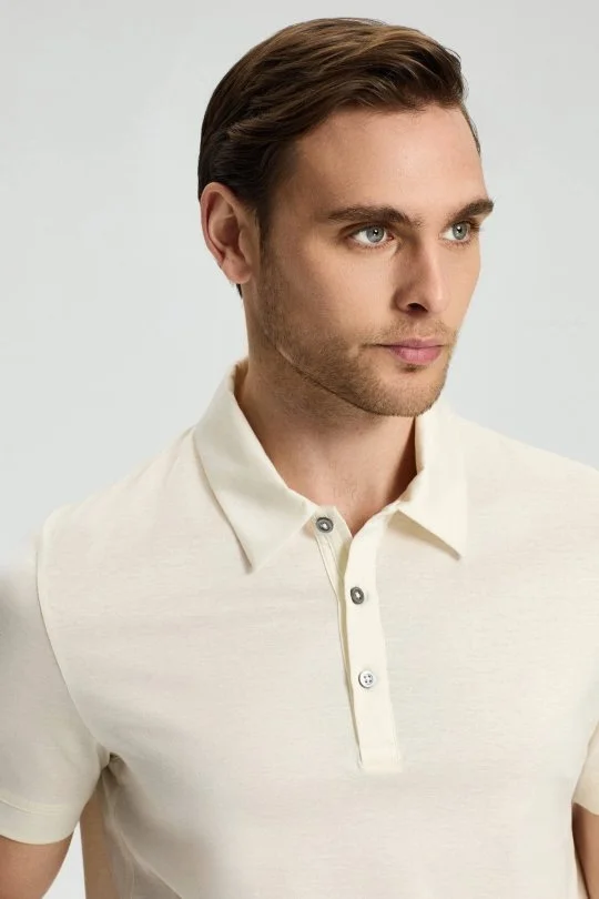Hemington - Merserize Pamuk Krem Rengi Polo Yaka T-Shirt (3)