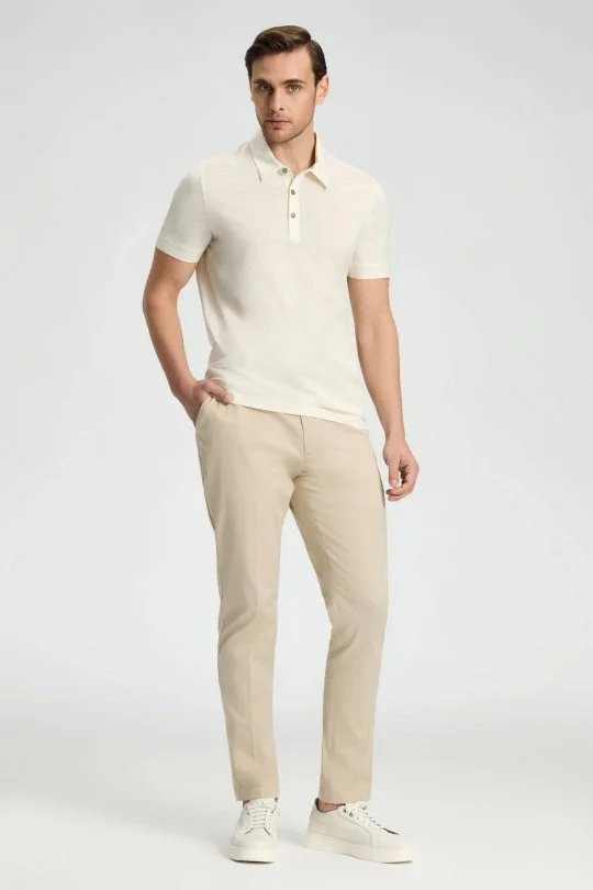 Hemington - Merserize Pamuk Krem Rengi Polo Yaka T-Shirt (1)