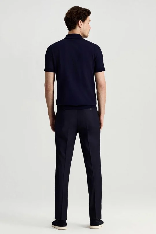 Merserize Pamuk Lacivert Essential Triko Polo