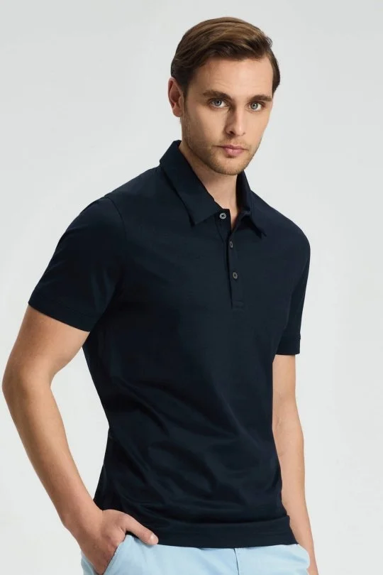 Hemington - Merserize Pamuk Lacivert Polo Yaka T-Shirt (3)