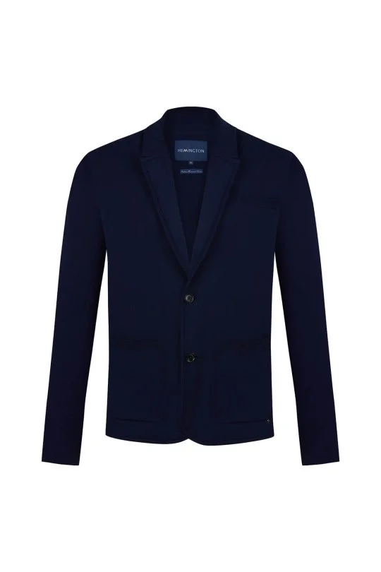 Merserize Pamuk Lacivert Triko Blazer Ceket