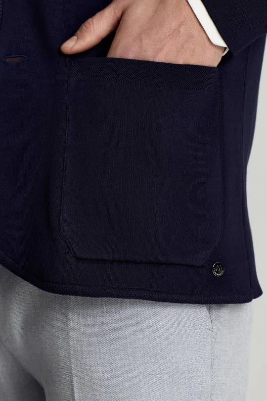 Merserize Pamuk Lacivert Triko Blazer Ceket