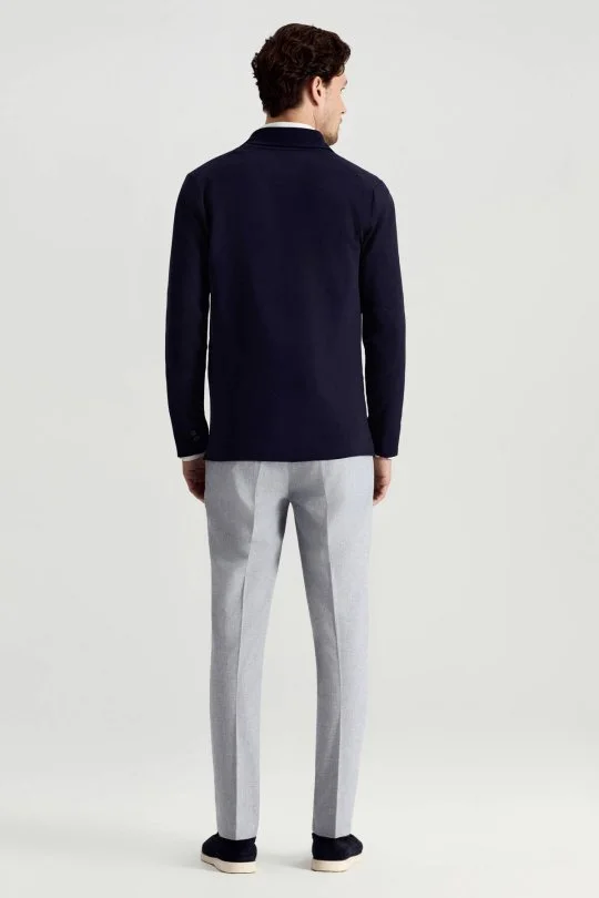 Merserize Pamuk Lacivert Triko Blazer Ceket