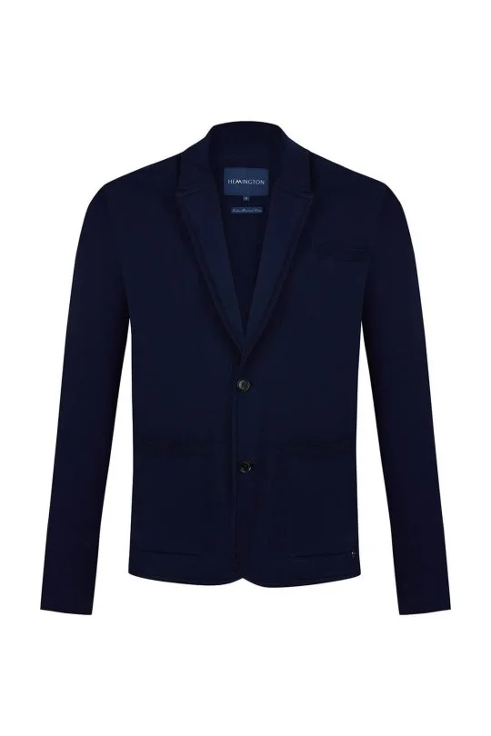 Hemington - Merserize Pamuk Lacivert Triko Blazer Ceket (7)