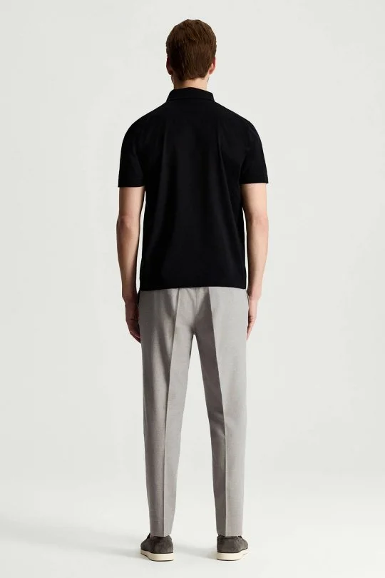 Merserize Pamuk Siyah Polo Yaka T-Shirt